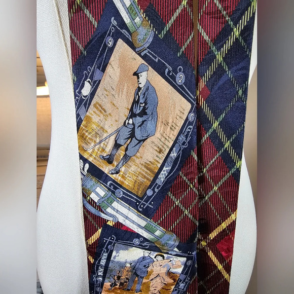 VTG Museum Artifacts 100% Men’s Silk Handmade Tie Golfing Sportswear - Picture 2 of 9